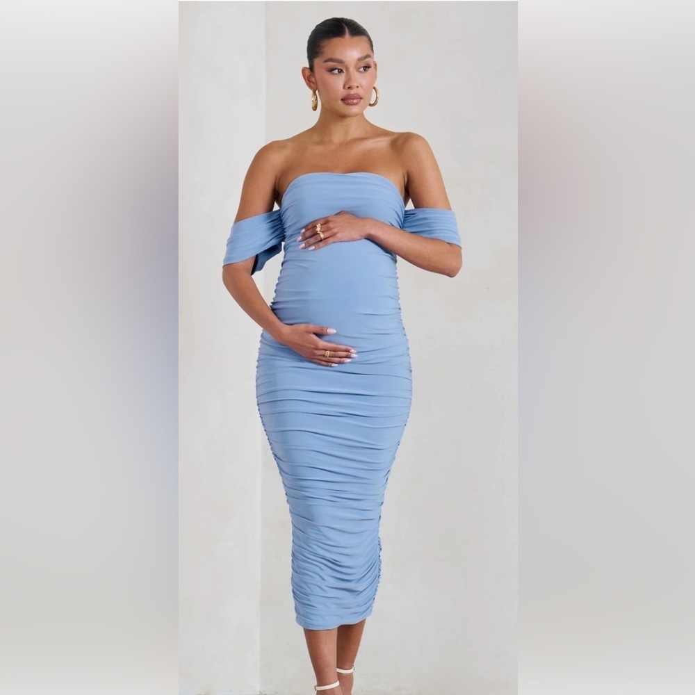 Club L London Off-Shoulder Blue Dress